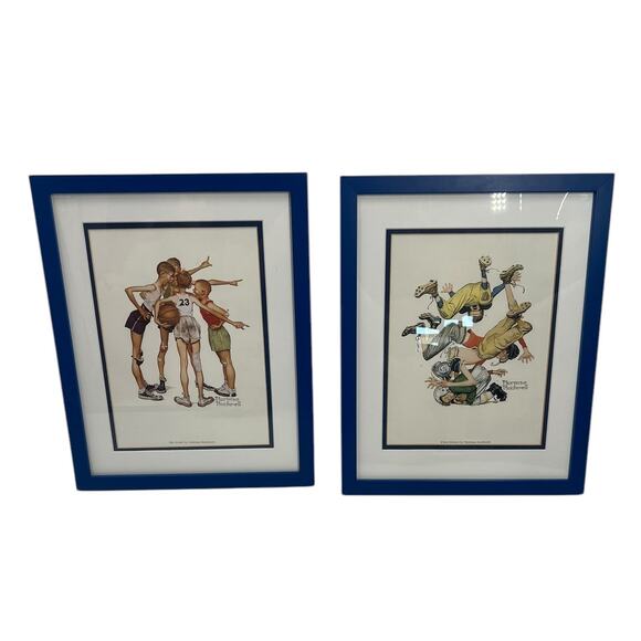 NORMAN ROCKWELL Set of 2 Framed Art - First Down & Oh Yeah!